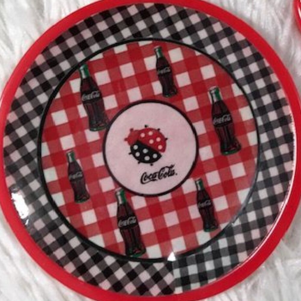 NWOT Set of 3 Vintage Coca-Cola Ladybug Check Plate Mug Caddy Nesting Magnets - Picture 3 of 8